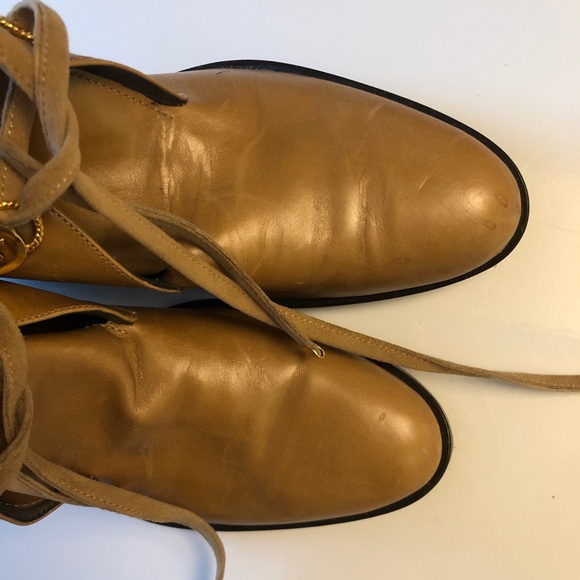 BOTTICELLI Tan Unisex Leather Pointy Toe Women’s size 37 Booties - Picture 6 of 10